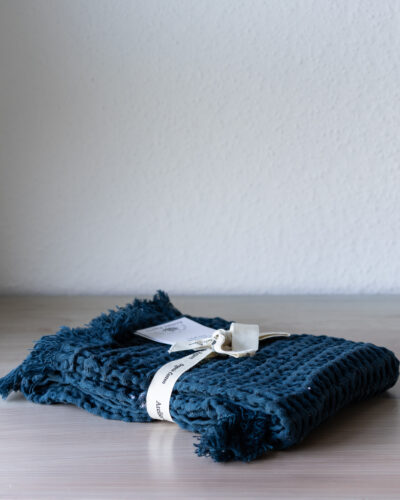 Serviette en coton gaufré - Bleu Navy